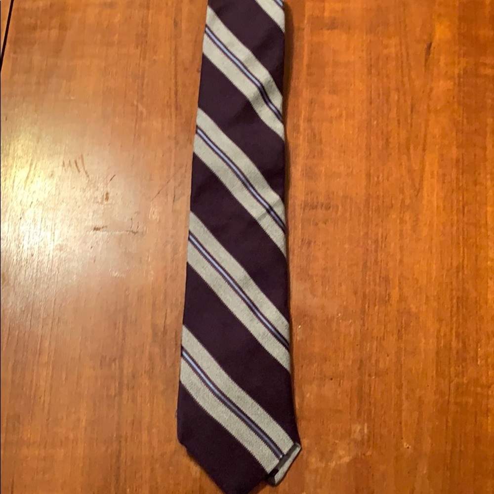 NWT Ike Behar maroon/purple/silver stripe tie